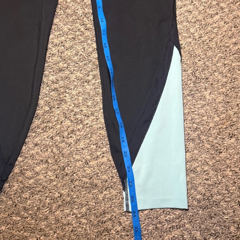 Tangerine Large Black and Teal Athletic Leggings - Picture 2 of 6